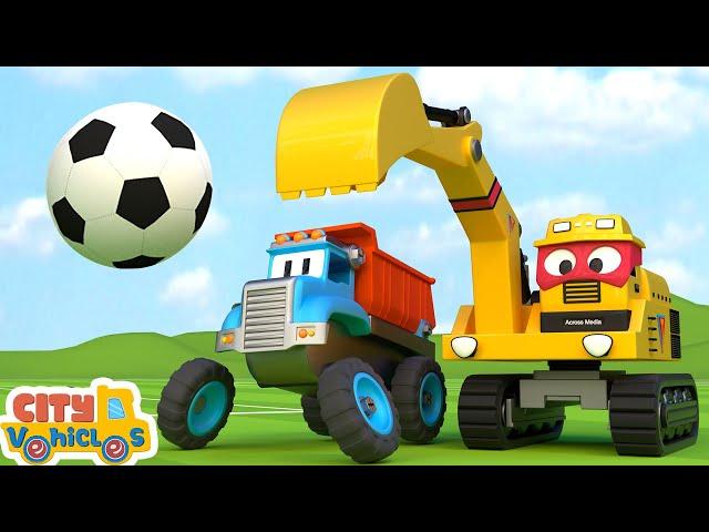 super truck transport vehicles-Excavator,Bulldozer, Roller truck and asphalt truck for kids.