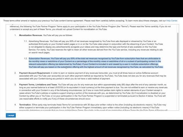 YouTube Partner Program Terms 2015 New Subscription Monetization Advertising Revenues