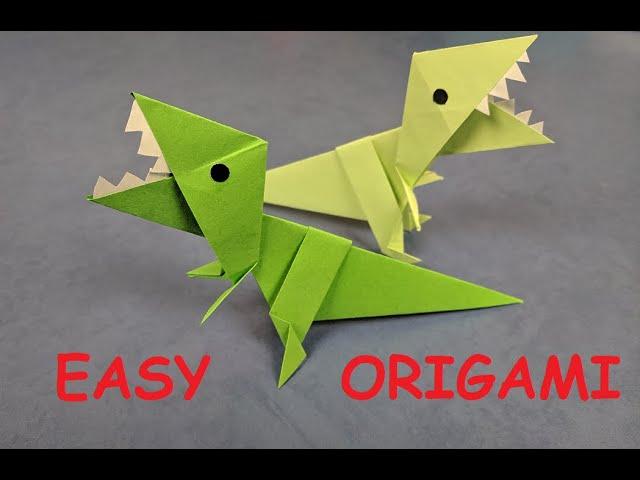 Paper dinosaur origami | Динозавр оригами из бумаги