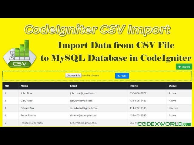 Import CSV File Data into MySQL Database in CodeIgniter