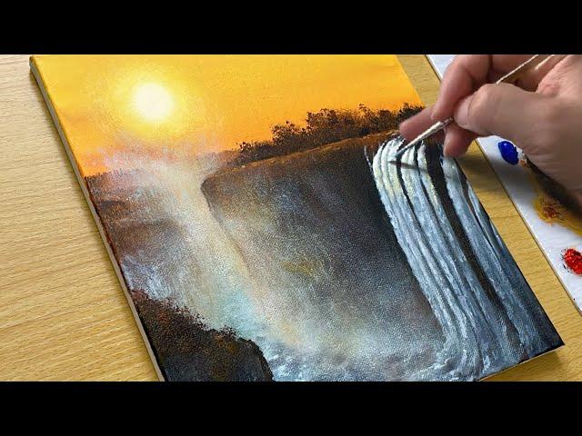 Easy Way to Paint a Waterfall / Acrylic Painting for Beginners