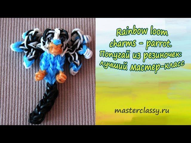 Rainbow loom charms - parrot.  Попугай из резиночек: лучший мастер-класс