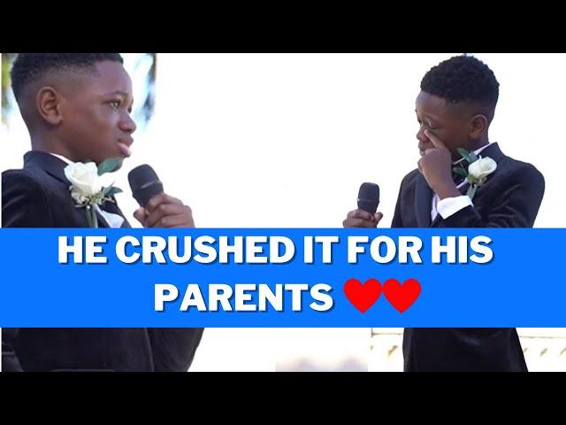 There wasn't a dry eye as boy sings song to honor his parents at their vow renewal ceremony