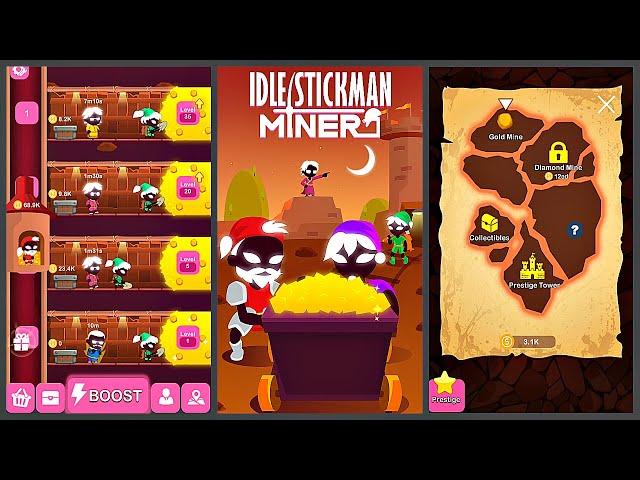 Idle Stickman Miner - Mine Digging Clicker Game Gameplay Android Mobile