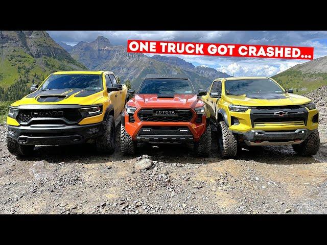 Top Gear Style NEW Truck Battle PART 2! TRX vs TRD Pro vs ZR2 Off Road Challenge! One Got Crashed...