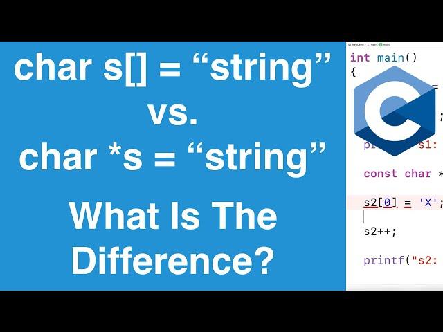 String In Char Array VS. Pointer To String Literal | C Programming Tutorial