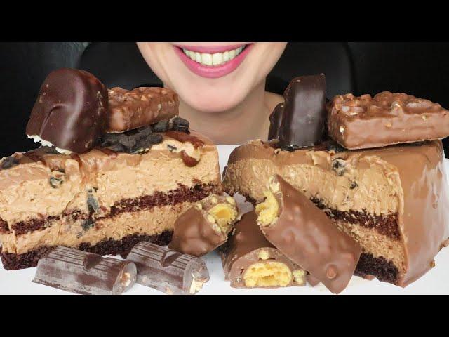 CREAMY CHOCOLATE MOUSSE CAKE & CHOCOLATE BARS  | ASMR Mukbang | Real Eating Sounds