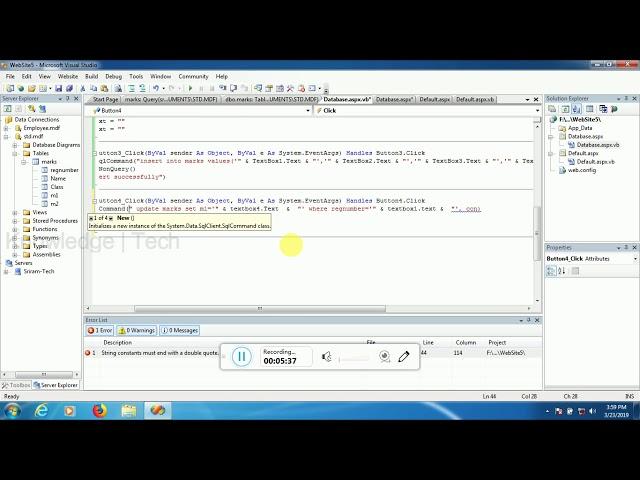 Update query in asp net using vb coding and design