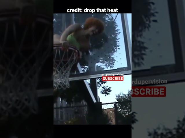 Ice Spice Climbing the Basketball Hoop for Munch Music Video #icespice #rap #rapper #shorts