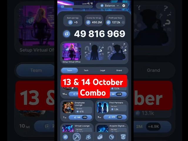 Grand Combat Daily Combo Grand Combat 13 & 14 October Combo Card #grand #grandcombat #grandmaster