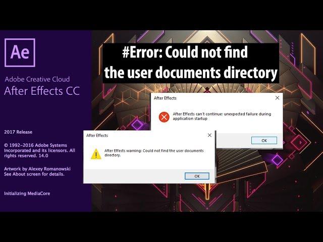 Error could not find the user document directory | After effect, Audition, Pr CC 2018