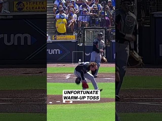 Ryan Weathers hit in the head by throw to second base  #marlins #baseball