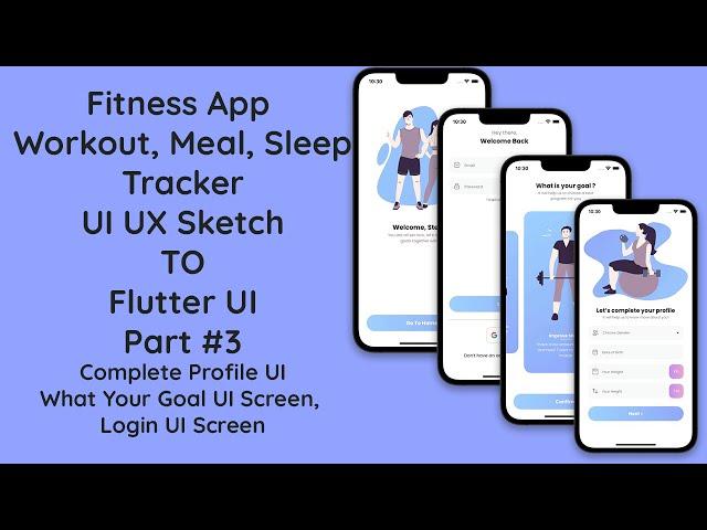 #3 Fitness Workout App UI in Flutter | Complete Profile, Goal, and Login Screens | UI/UX Design