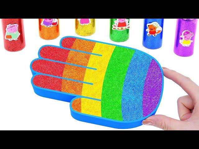 Satisfying Video l DIY How to make Rainbow Hand From Mixing Glitter Slime in Bathtub Cutting ASMR