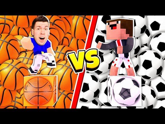 БАСКЕТБОЛ ЛАКИ БЛОК vs ФУТБОЛ ЛАКИ БЛОК ! ВЫЖИВАНИЕ НА 1 ЛАКИ БЛОК В МАЙНКРАФТ Нуб и Про