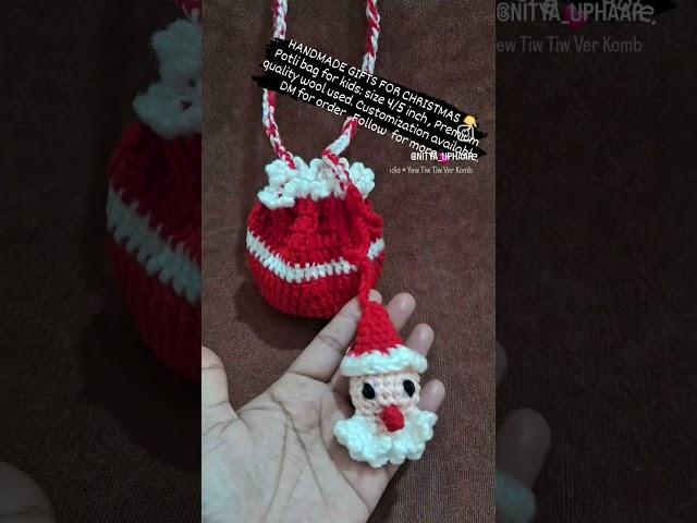 Handmade  Christmas  gift available Crochet Potli bag , Size: 4/5 inch with senta face latkan