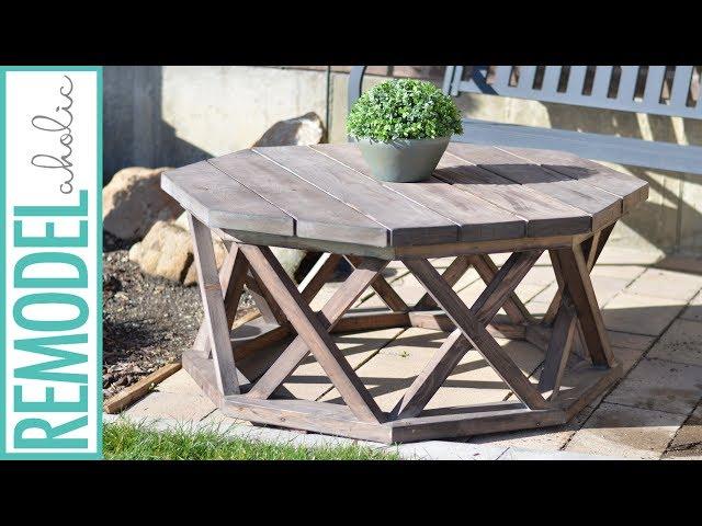 DIY Octagon Outdoor Coffee Table with X-Base Lattice Legs