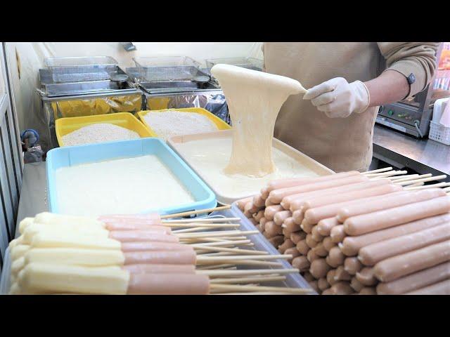 Korean Popular Snack, Mozzarella Cheese Corn Sausage Hot Dog - Korean Street Food