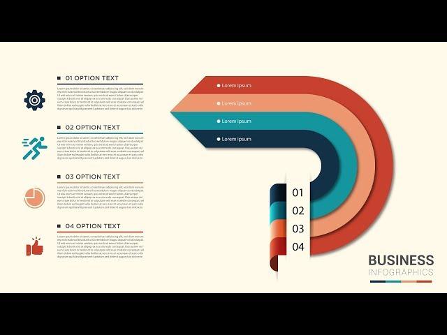 Modern Business Infographic Arrow Circle 4 Steps - Illustrator Tutorial