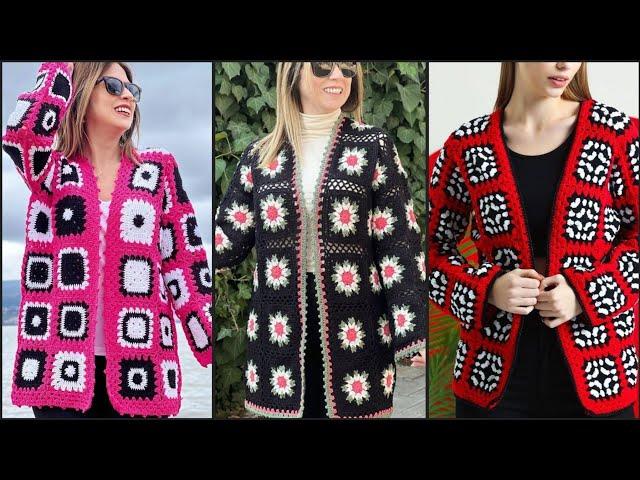 Colorful Crochet Cardigan Made with Granny Squares (Trends&Style)2024