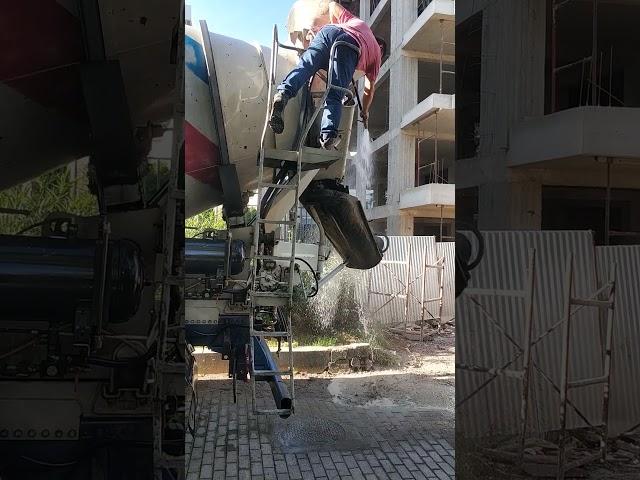 Cement mixer cleaning