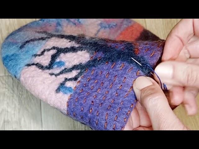 Грелка на чайник. Part 2. Вышивка на ВОЙЛОКЕ!!! Embroidery on felt. Петля!