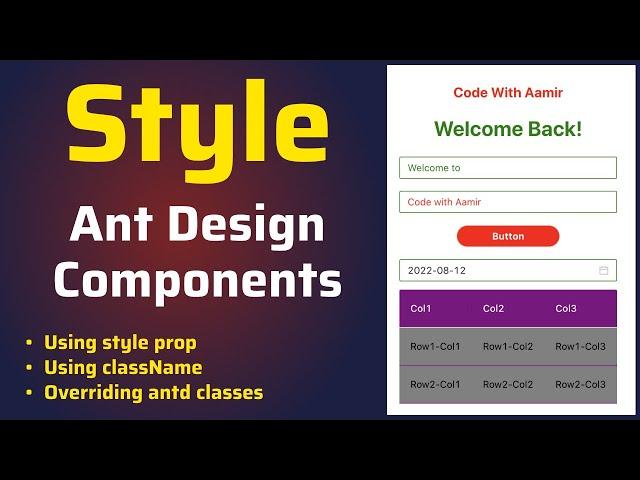 Ant Design Components Styling using style Prop, className and Overriding ant classes in ReactJS