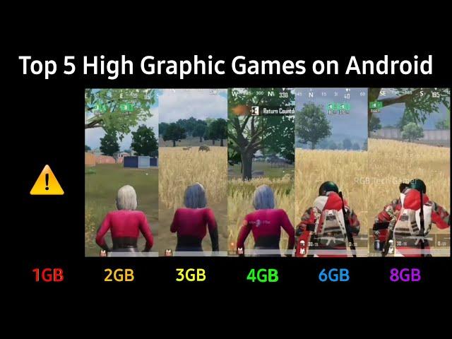 TOP 5 High Graphic Games Tested on Android 1GB Vs 2GB Vs 3GB Vs 4GB Vs 6GB Vs 8GB RAM!