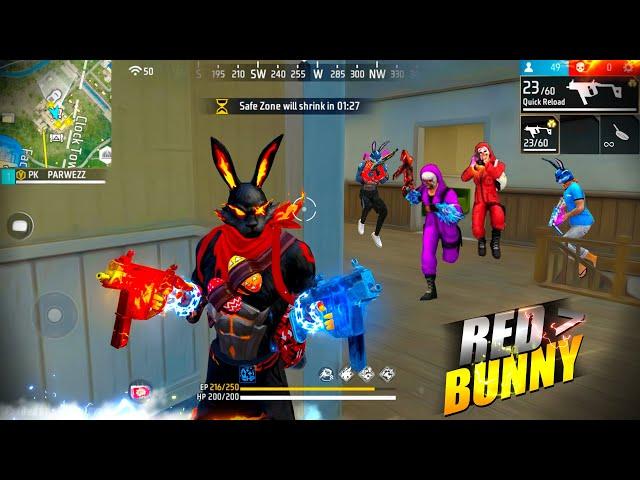 FREEFIRE " Red Bunny " Solo vs Squad Mp40 + Scar III  24 Kills Total - Garena free fire #freefire