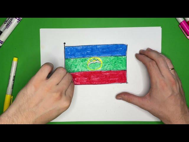 Как нарисовать флаг Карачаево-Черкесии.  Рисуем флаги России