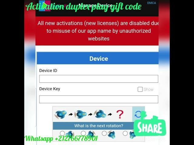 Duplexplay activation device ID and key