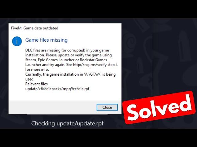 Fix fivem game data outdated dlc files are missing (or corrupted) in your game installation