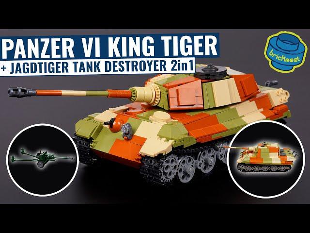 King Tiger + Tank Destroyer 2in1 - PzKpfw VI Tiger II -  Sluban  B0980 (Speed Build Review)