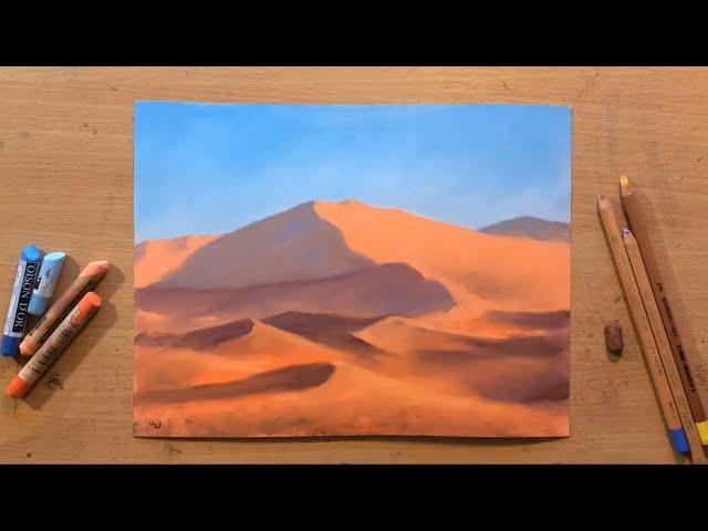 Desert Landscape Drawing in Pastel