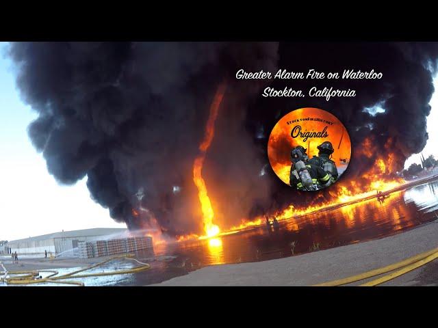 Greater Alarm Pallet Fire on Waterloo Road, Stockton, California