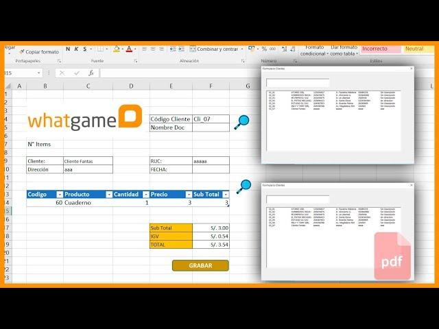 Excel - Como crear factura automática con búsquedas inteligentes y  reportes PDF  Excel 2016