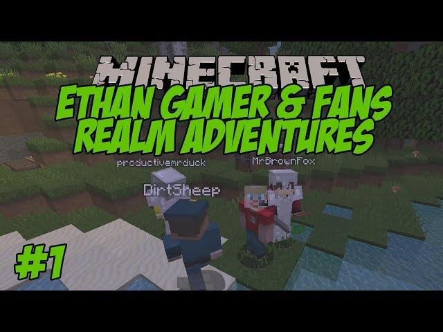 ETHAN GAMER + FANS MINECRAFT REALM ADVENTURES #1