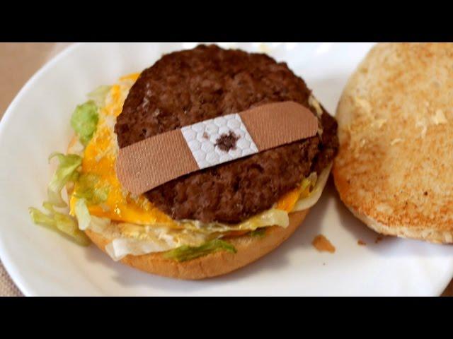 BAND-AID ON FAST FOOD BURGER!