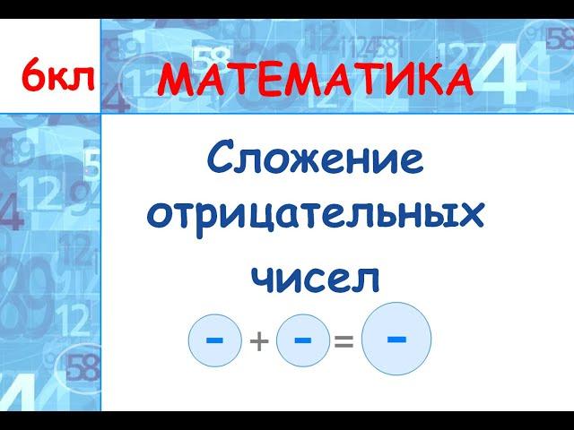 Математика 6 класс. Сложение отрицательных чисел