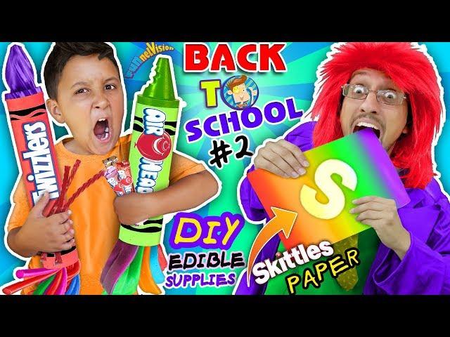 SKITTLES PAPER BACK TO SCHOOL DIY EDIBLE SUPPLIES Hacks #2! Airheads & Twizzlers FUNnel Vision