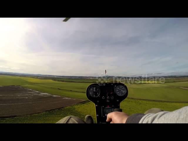 Autogyro plane makes an emergency landing and crashes