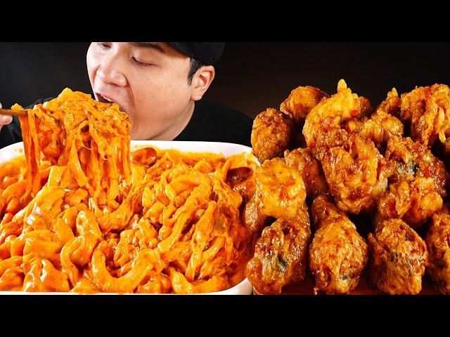 교촌허니콤보와 허니순살, 누들로제떡볶이 먹방~!! 리얼사운드 ASMR social eating Mukbang(Eating Show)