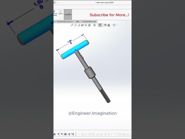 T Bolts with Collar |@Engineer.Imagination | #foryou #shorts #solidworks #model #3d