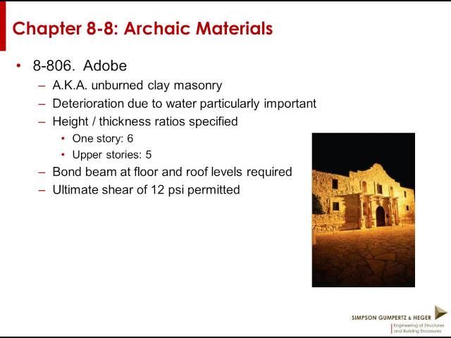 California Historical Building Code Structural Requirements Archaic Materials 1