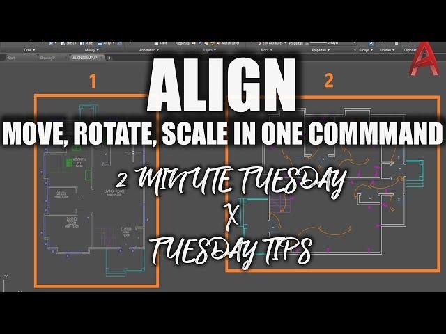 AutoCAD: Align Tutorial – How to Align and Scale Ojects Quickly - 2 Minute Tuesday