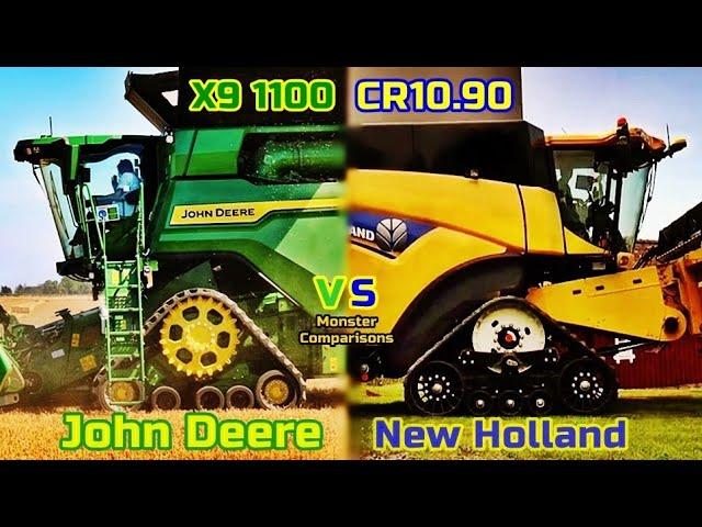 John Deere X9.1100 VS New Holland CR10.90 - Monster Harvester Comparisons (Largest X9 vs Largest CR)