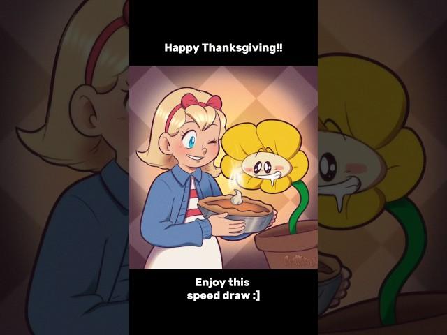 Happy Thanksgiving from The First Human!! :D [Speed draw 🩵] #undertale #flowey #speeddrawing #art