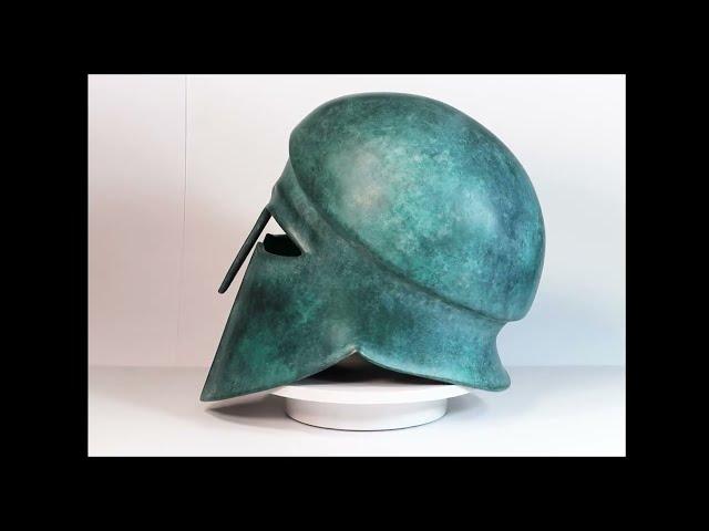 3D Printed Corinthian Helmet with Verdigris finish (Wearable)