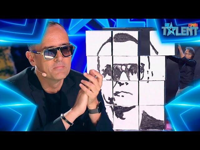 The PORTRAIT of RISTO MEJIDE with CARDBOARD CUBES | Auditions 7 | Spain's Got Talent 7 (2021)