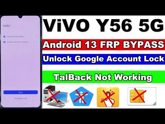 Vivo Y56 5G FRP Bypass Android 13 - TalBack Not Working Without Pc/ Vivo Unlock Google Account Lock